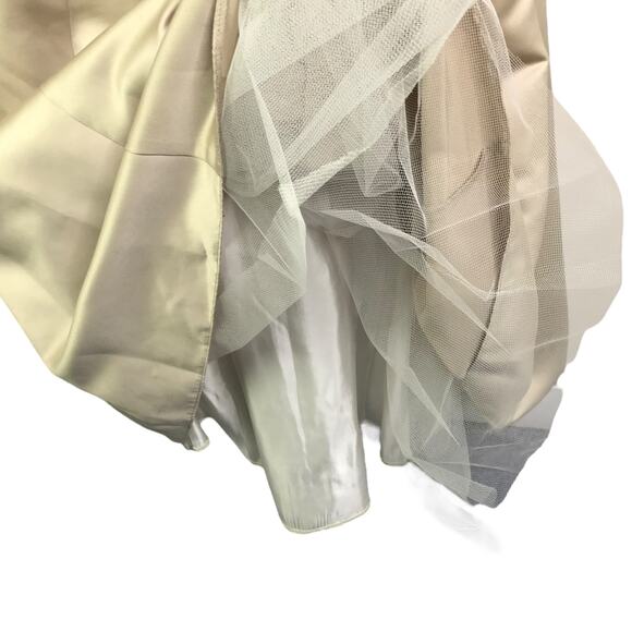 Jessica McClintock Gown Women 12 Cream Embroidered Floral Formal Dress Strapless - Picture 10 of 13